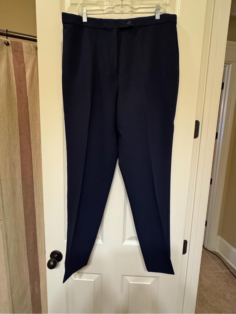 Alia Navy Straight-Leg Dress Trousers